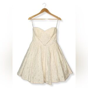 Betsy Johnson  sweetheart mini flare eyelet dress. No straps
